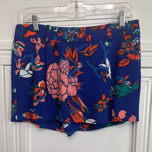 Diane Von Furstenberg High Waist Blue and Pink‎ Floral Shorts Naples Short - Picture 1 of 5